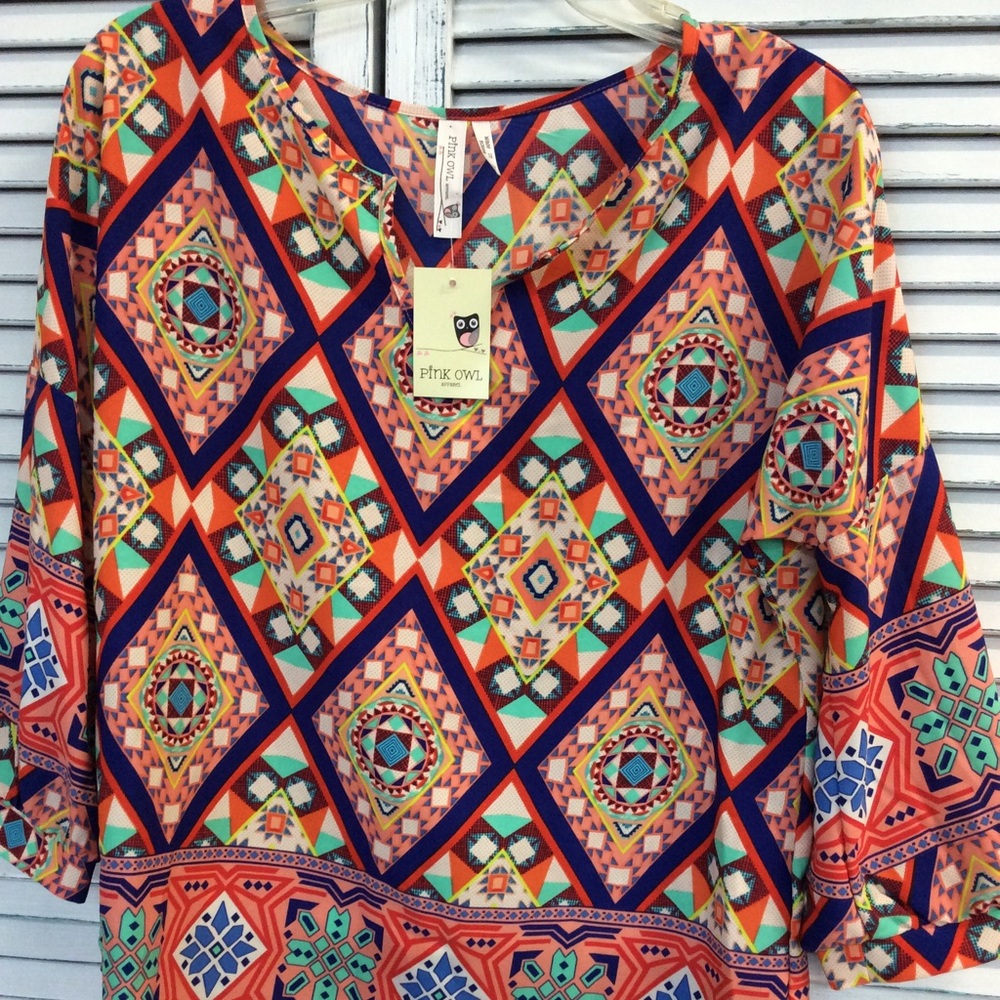 New Boutique Pink Owl Top